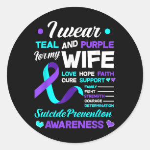 Sticker Rond Je Porte Turquoise & ; Purple Pour Mon Épouse S