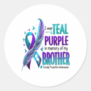 Sticker Rond Je Porte Turquoise & Purple Pour Mon Frère Sui