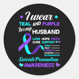 Sticker Rond Je Porte Turquoise & Purple Pour Mon Mari Suic