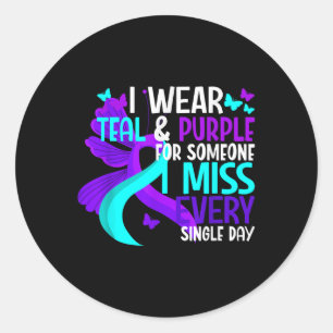 Sticker Rond Je Porte Turquoise &amp ; Purple Pour Quelqu'Un Qu