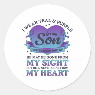 Sticker Rond Je Porte Turquoise & Violet Pour Mon Fils Suic