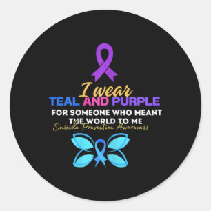 Sticker Rond Je Porte Turquoise Et Violet En Mémoire La Prévent