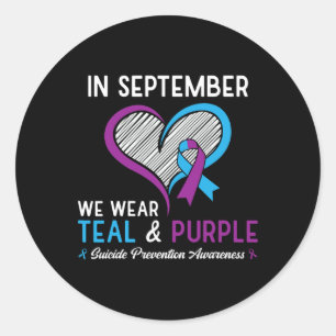 Sticker Rond Je Porte Turquoise Et Violet Pour La Prévention Du