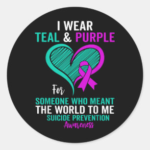 Sticker Rond Je Porte Turquoise Et Violet Pour La Prévention Du