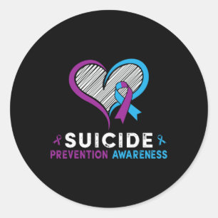 Sticker Rond Je Porte Turquoise Et Violet Pour La Prévention Du