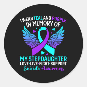 Sticker Rond Je Porte Turquoise Et Violet Pour Le Suicide Stepg