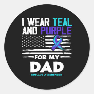 Sticker Rond Je Porte Turquoise Et Violet Pour Les Adjudants Su
