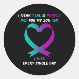 Sticker Rond Je Porte Turquoise Et Violet Pour Mon Fils Je Manq