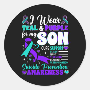 Sticker Rond Je Porte Turquoise Et Violet Pour Mon Fils Suicide