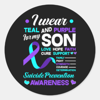 Sticker Rond Je Porte Turquoise Et Violet Pour Mon Fils Suicide