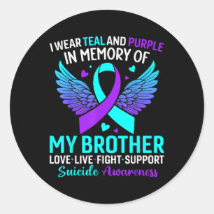 Sticker Rond Je Porte Turquoise Et Violet Pour Mon Frère Suicid