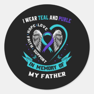 Sticker Rond Je Porte Turquoise Et Violet Pour Mon Père Suicide