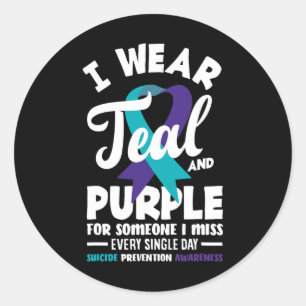 Sticker Rond Je Porte Turquoise Et Violet Pour Quelqu'Un Que Je