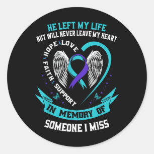 Sticker Rond Je Porte Turquoise Et Violet Pour Quelqu'Un Qui Me