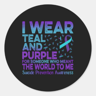 Sticker Rond Je Porte Turquoise Et Violette Prévention Du Suici
