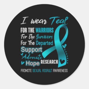 Sticker Rond Je Porte Turquoise Pour Ual Ault Sensibilisation C