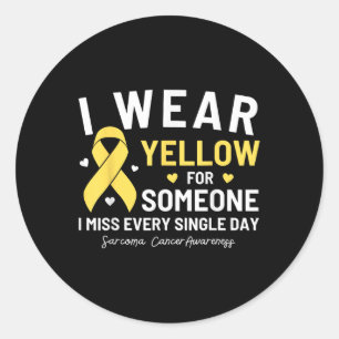 Sticker Rond Je Porte Un Jaune Pour Quelqu'Un De Sarcoma Sensib