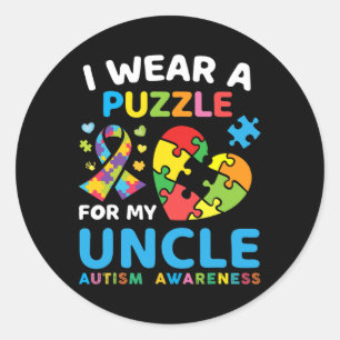 Sticker Rond Je Porte Un Puzzle Pour Mon Oncle Sensibilisation