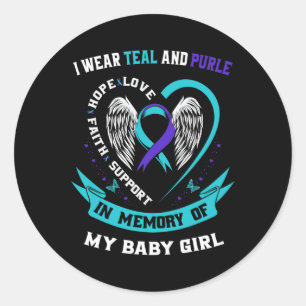 Sticker Rond Je Porte Un Ribb Turquoise Et Violet Sensibilisati