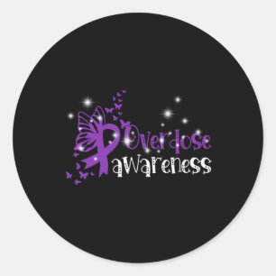 Sticker Rond Je porte un ruban violet pour soutenir la fin de l