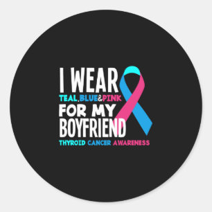 Sticker Rond Je Porte Une Attention Pour Mon Petit ami Thyroid