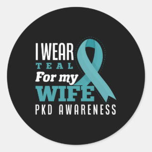 Sticker Rond Je Porte Une Maladie Du Rein Polykystique Turquois