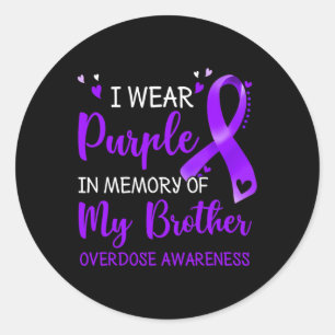 Sticker Rond Je Porte Une Mémoire Violette Du Frère Sensibilisa