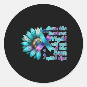 Sticker Rond Je Porte Une Prévention Nationale Turquoise Et Vio