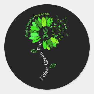 Sticker Rond Je Porte Vert Pour Sensibilisation À La Santé Ment