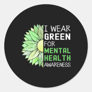 Sticker Rond Je Porte Vert Pour Sensibilisation À La Santé Ment