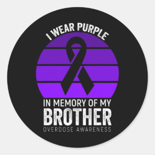 Sticker Rond Je Porte Violet Surdose Sensibilisation Brun Ruban