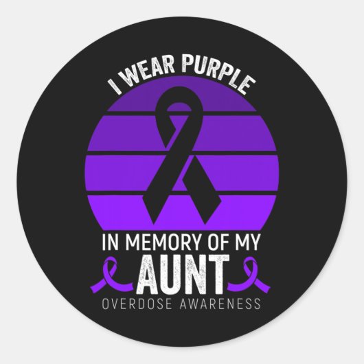 Sticker Rond Je Porte Violet Surdose Sensibilisation Ribbon Vio (Devant)