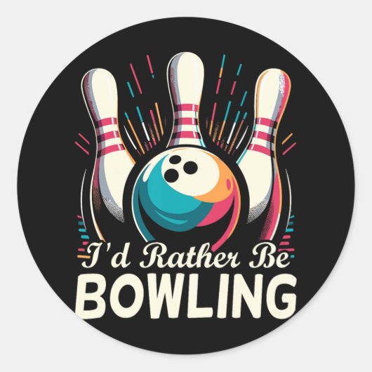 Sticker Rond Je Préfère Bowling Funny Bowling Bowler (Devant)