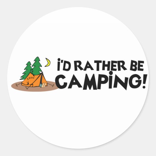 Sticker Rond Je préfère être en camping (Devant)