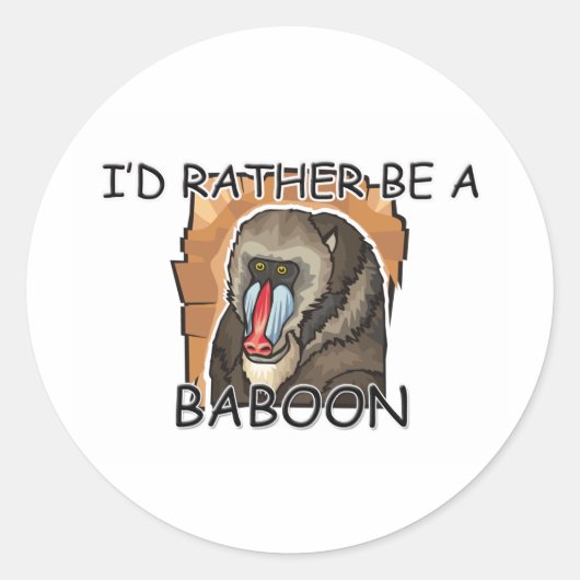 Sticker Rond Je préfère être un babouin (Devant)