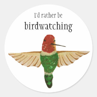 Sticker Rond Je préfère observer les oiseaux de la mignonne Ann