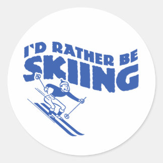 Sticker Rond Je préfère skier (homme)