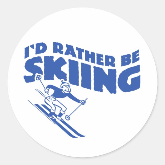 Sticker Rond Je préfère skier (homme) (Devant)