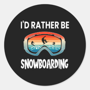 Sticker Rond Je préfère Snowboard Retro Sunset Goggles Sn