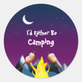 Sticker Rond Je Préférerais Camping Camping Marshmallows (Devant)