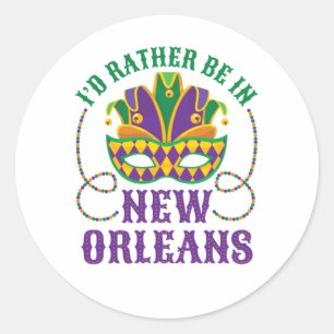 Sticker Rond Je préférerais être à la Nouvelle-Orléans