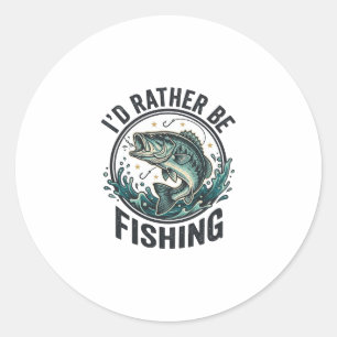 Sticker Rond Je préférerais être à la pêche T-Shirt vintage pou