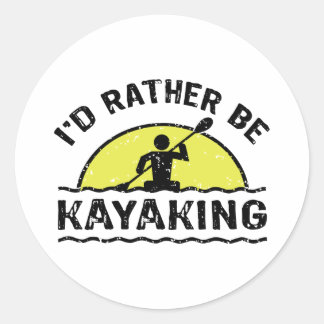 Sticker Rond Je préférerais être Kayak