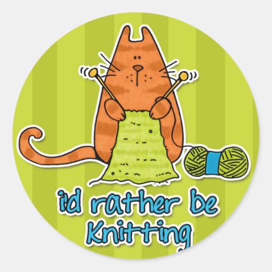 Sticker Rond je préférerais être tricot (Devant)