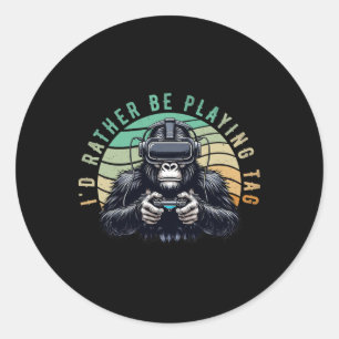 Sticker Rond Je préférerais jouer à Tag Monke Tag Vr Monke Game