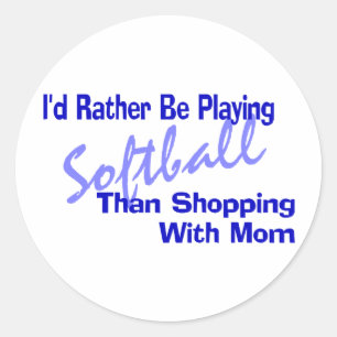 Sticker Rond Je Préférerais Jouer Au Softball