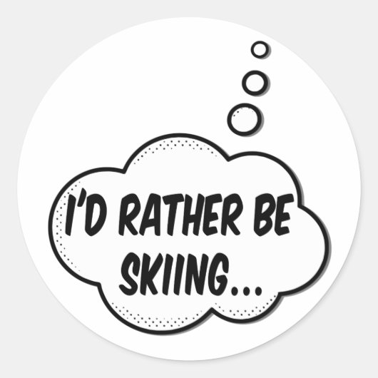 Sticker Rond Je Préférerais Skier (Devant)