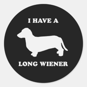 Sticker Rond Je prends une longue saucisse