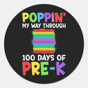 Sticker Rond Je Presse Mon Chemin À Travers 100 Jours De Pré-K