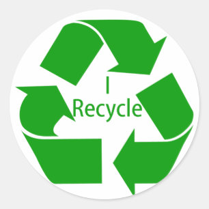 Sticker Rond Je Recycle avec le symbole vert